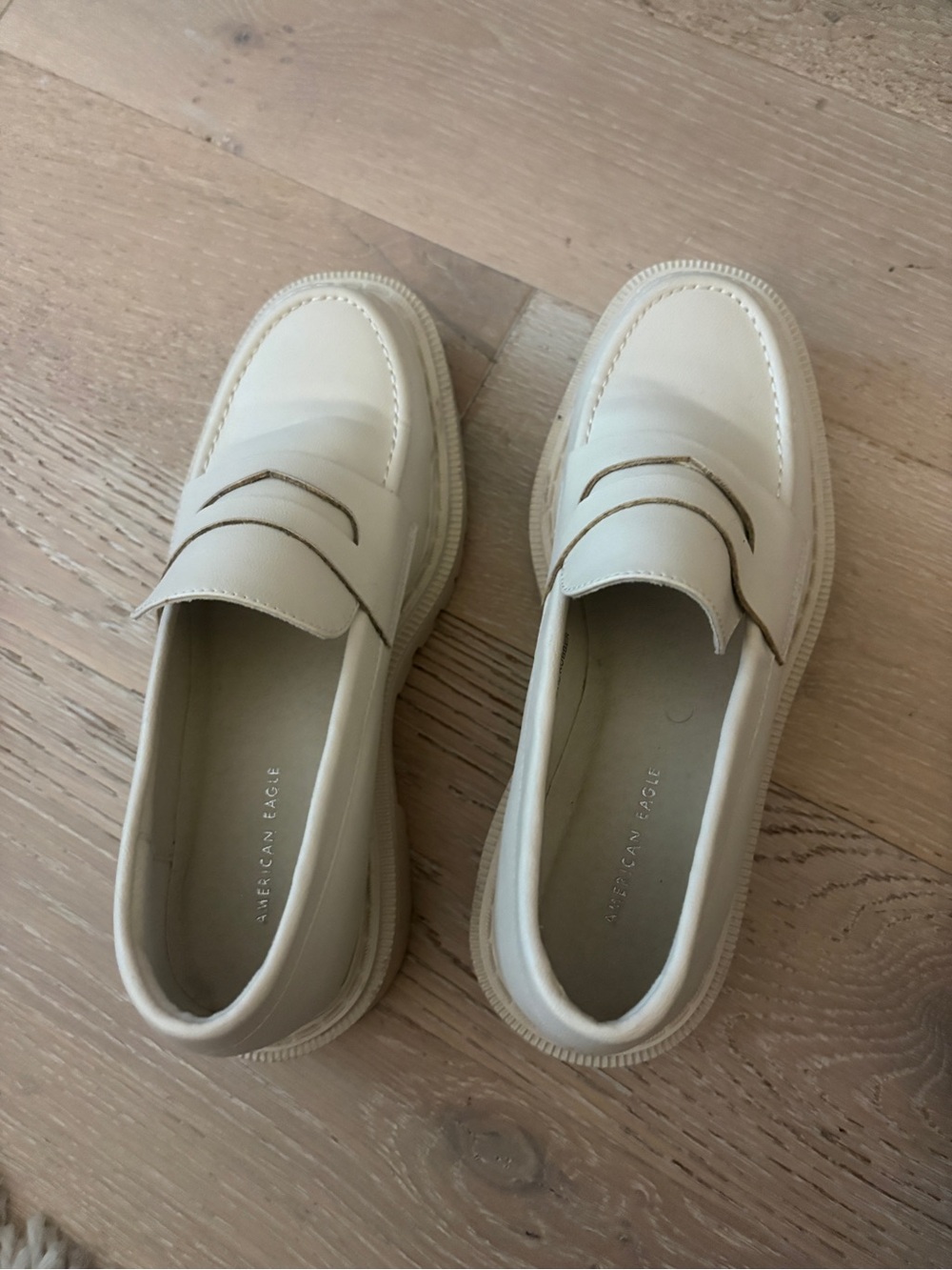 American Eagle Outfitters Womens Cream Penny Loafers